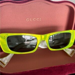 Gucci Bright Yellow Rectangular Sunglasses